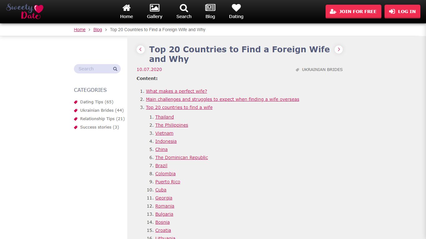 Top 20 Countries to Find a Foreign Wife and Why - Sweety Date